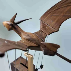 Handcrafted Wooden Western Fire Dragon Dynamic Model - Desktop Stress Relief Display (Non-Music Box)
