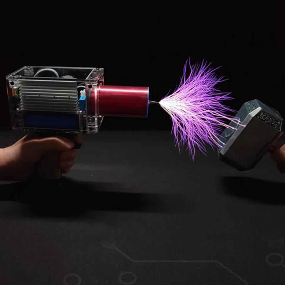 Handheld Tesla Coil with 10cm Long Arc Artificial Lightning Generator Educational Science Experiment - US Plug