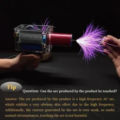 Handheld Tesla Coil with 10cm Long Arc Artificial Lightning Generator Educational Science Experiment - US Plug