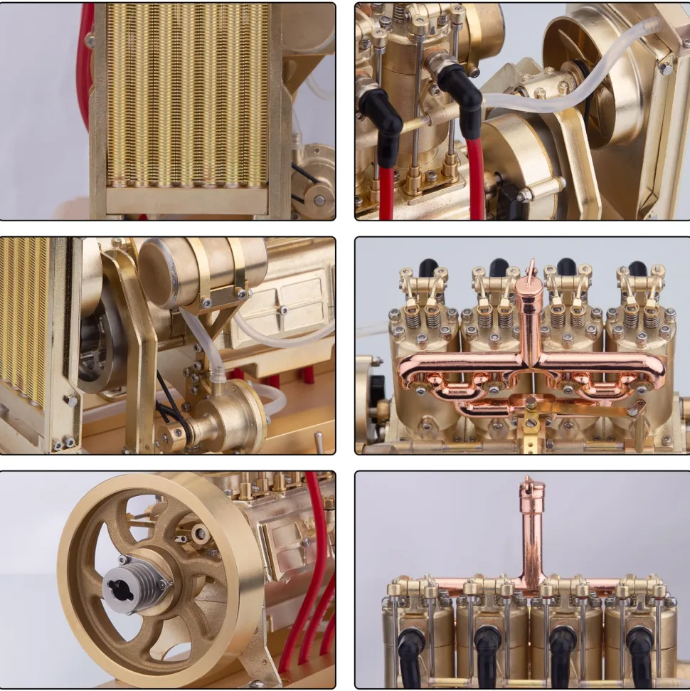 H75 12cc Vertical 4-cylinder OHV Gas Engine Internal Combustion Engine Tractor Engine Model with Mechanical Speed Limit Complete Water Circulation Cooling System