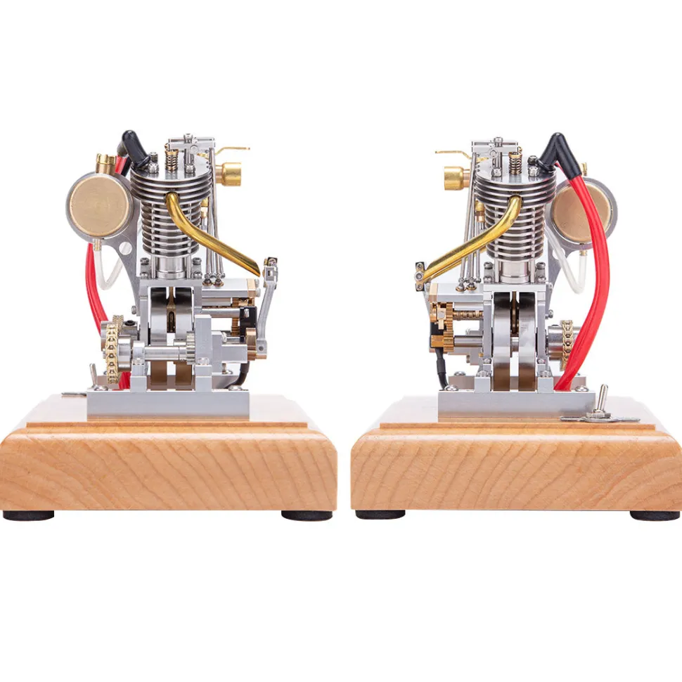 H08 Hoglet V2 Engine 4.2CC OHV V-Twin Four-Stroke Gasoline Engine Mini Retro Motorcycle Engine Model with Pedal Start