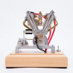 H08 Hoglet V2 Engine 4.2CC OHV V-Twin Four-Stroke Gasoline Engine Mini Retro Motorcycle Engine Model with Pedal Start