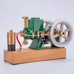 Hit and Miss Engine that Works - ENJOMOR 6cc Antique 4-Stroke Gas IC Engine Green Horizontal Stationary Engine with Ignition Device and Stand