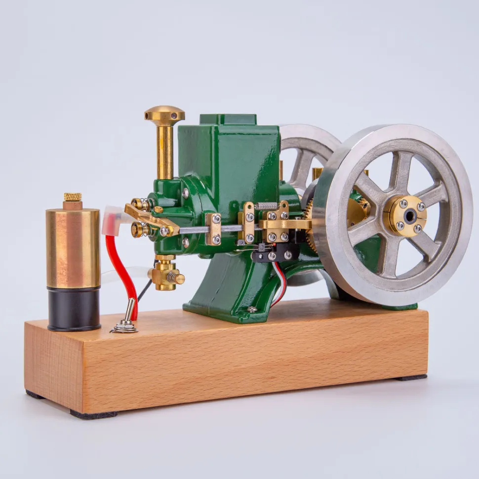 Hit and Miss Engine that Works - ENJOMOR 6cc Antique 4-Stroke Gas IC Engine Green Horizontal Stationary Engine with Ignition Device and Stand