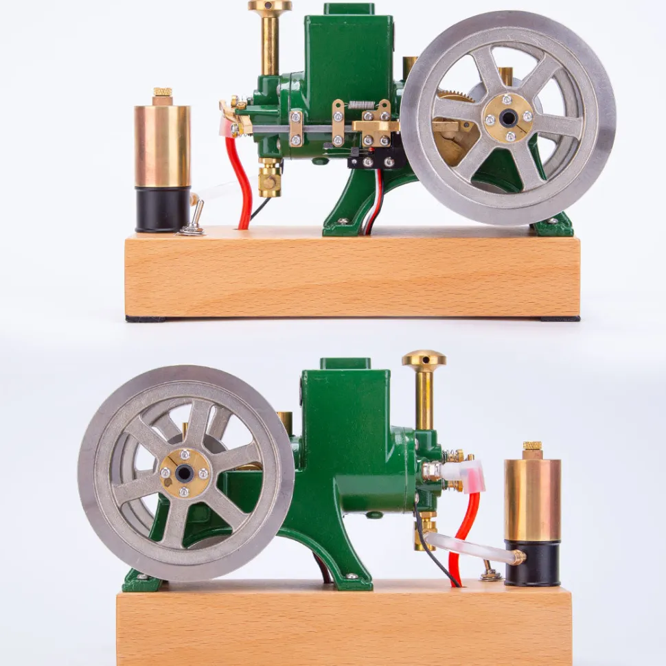 Hit and Miss Engine that Works - ENJOMOR 6cc Antique 4-Stroke Gas IC Engine Green Horizontal Stationary Engine with Ignition Device and Stand