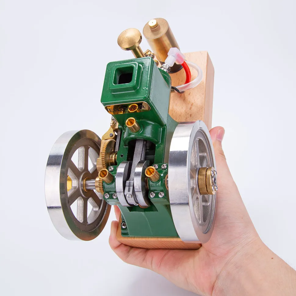 Hit and Miss Engine that Works - ENJOMOR 6cc Antique 4-Stroke Gas IC Engine Green Horizontal Stationary Engine with Ignition Device and Stand