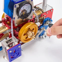 Horizontal Opposed Double-Cylinder Flame-Licker Suction Fire Vacuum Stirling Engine Power Generator Model Set