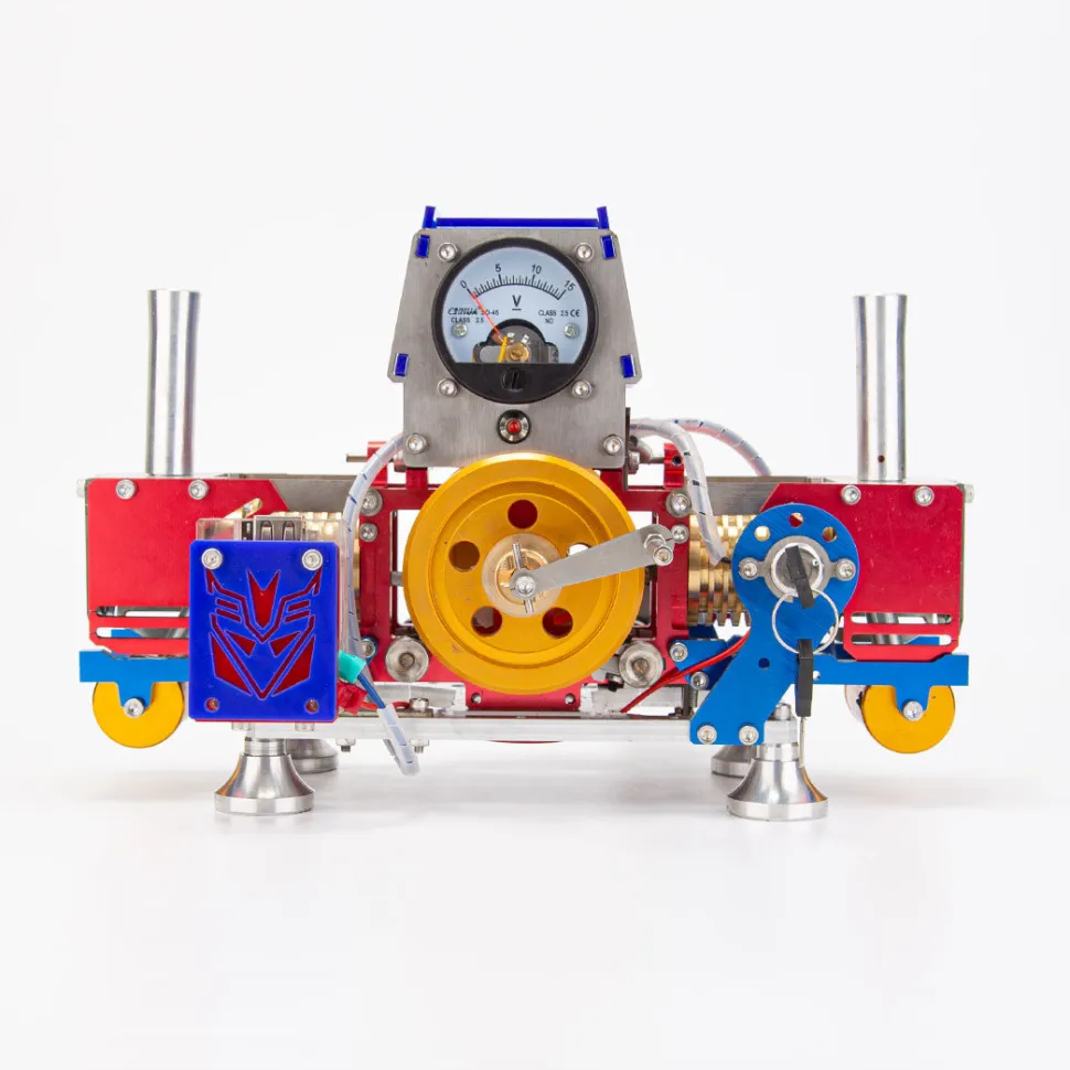 Horizontal Opposed Double-Cylinder Flame-Licker Suction Fire Vacuum Stirling Engine Power Generator Model Set