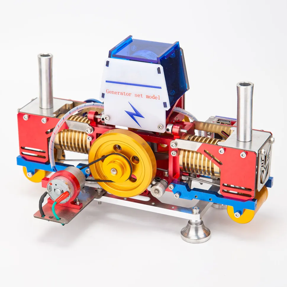 Horizontal Opposed Double-Cylinder Flame-Licker Suction Fire Vacuum Stirling Engine Power Generator Model Set