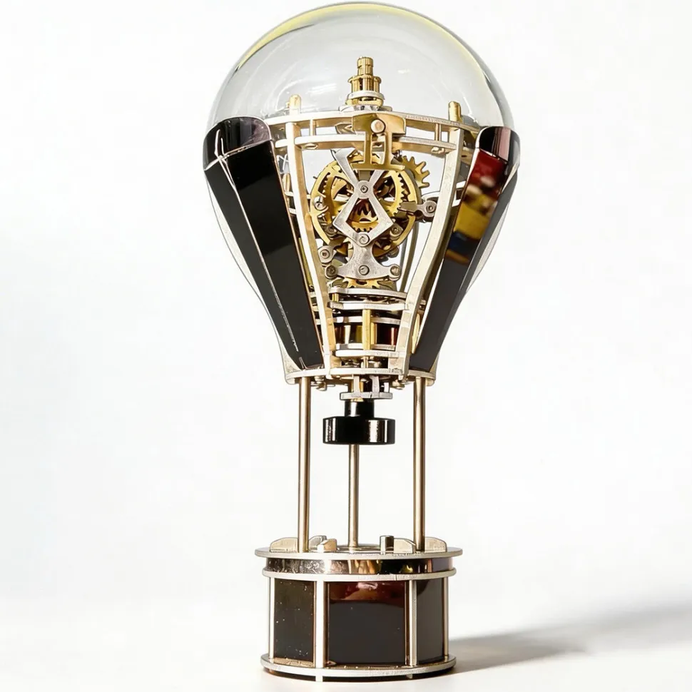 Hot Air Balloon Tourbillon Mechanical Art Sculpture-Kinetic Desk Decor Model, Stress Relief Toy & Creative Gift