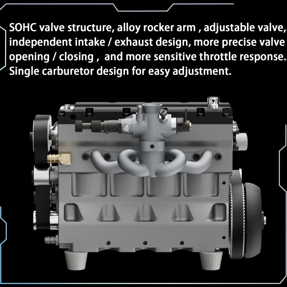 HOWIN L4 Engine 17.2cc SOHC Inline 4 Cylinder 4 Stroke Water-cooled Electric Nitro IC Engine Model
