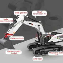 HUINA 1:14 22CH 2.4G RC Excavator Model 4-in-1 Alloy Remote Controll Crusher Construction Vehicles Toy