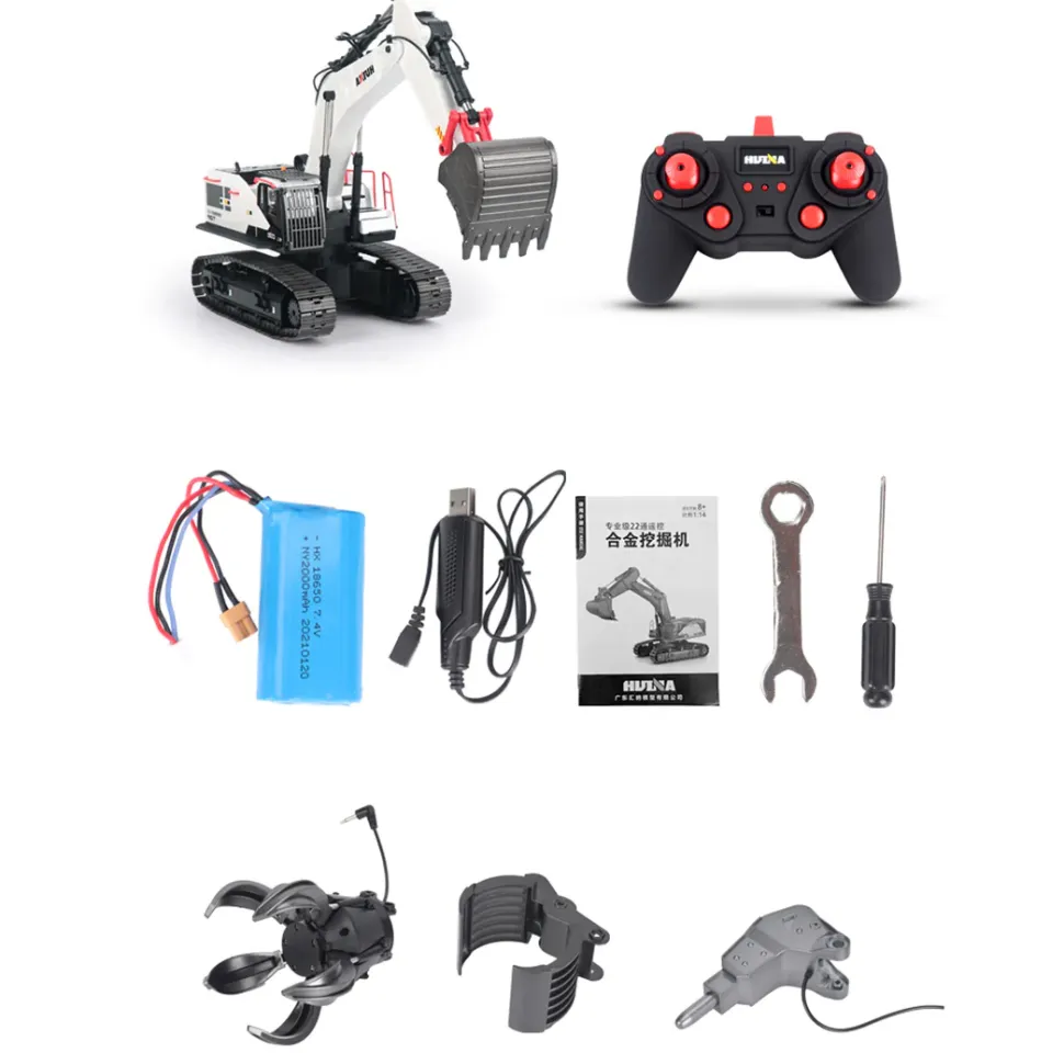 HUINA 1:14 22CH 2.4G RC Excavator Model 4-in-1 Alloy Remote Controll Crusher Construction Vehicles Toy