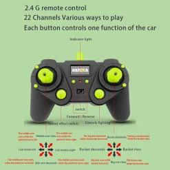 HUINA 4-in-1 1: 14 22CH 2.4G RC Excavator Remote Control Truck Electric Engineering Vehicle Model Unique Gift for Kids, Teens and Adults