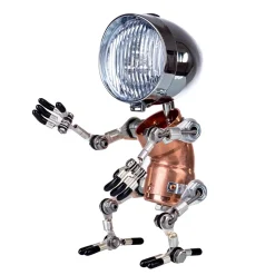 Industrial Style Table Lamp Man Figure 3D Steampunk Handmade Metal Models with Light