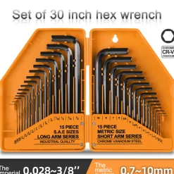 30 In 1 Metric Imperial Hex Key Wrench Set DIY Tools Kit