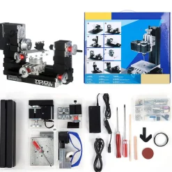 4 In 1 Micro Machine Tool DIY Assembly Kit (100PCS+) - Wire Saw Wood Lathe Sand Mill Handheld Machine Tool Model Kit