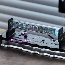 IV18 Vacuum Fluorescent Tube Clock - Cyberpunk NIXIE Tube Decor, RGB Glowing Display for PC Gaming Setup
