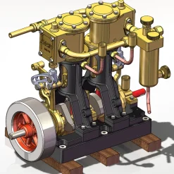 KACIO LS2-14 2 Cylinders Reciprocating Retro Steam Engine Model for Model Ship Model Boat Above 80cm