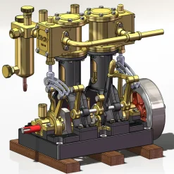 KACIO LS2-14 2 Cylinders Reciprocating Retro Steam Engine Model for Model Ship Model Boat Above 80cm