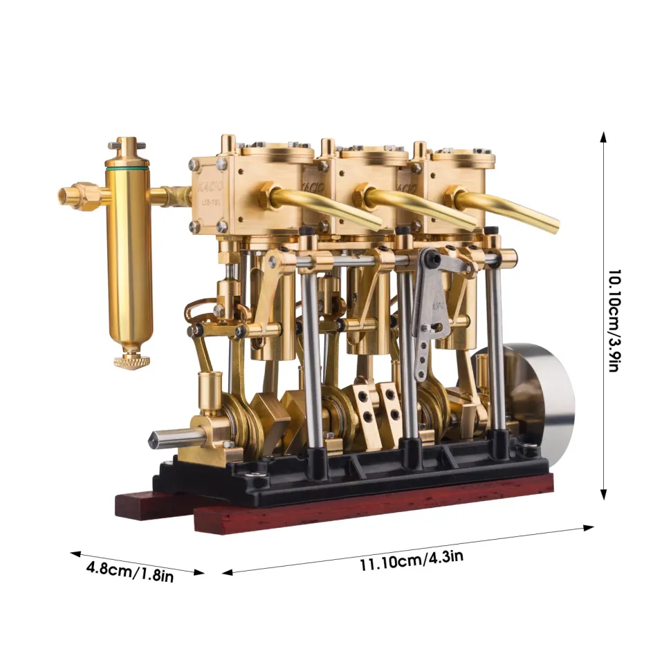KACIO LS3-13S Steam Engine 3-cylinder Reciprocating Engine with Oil Cup Reverse Rotation Steam Model Boat