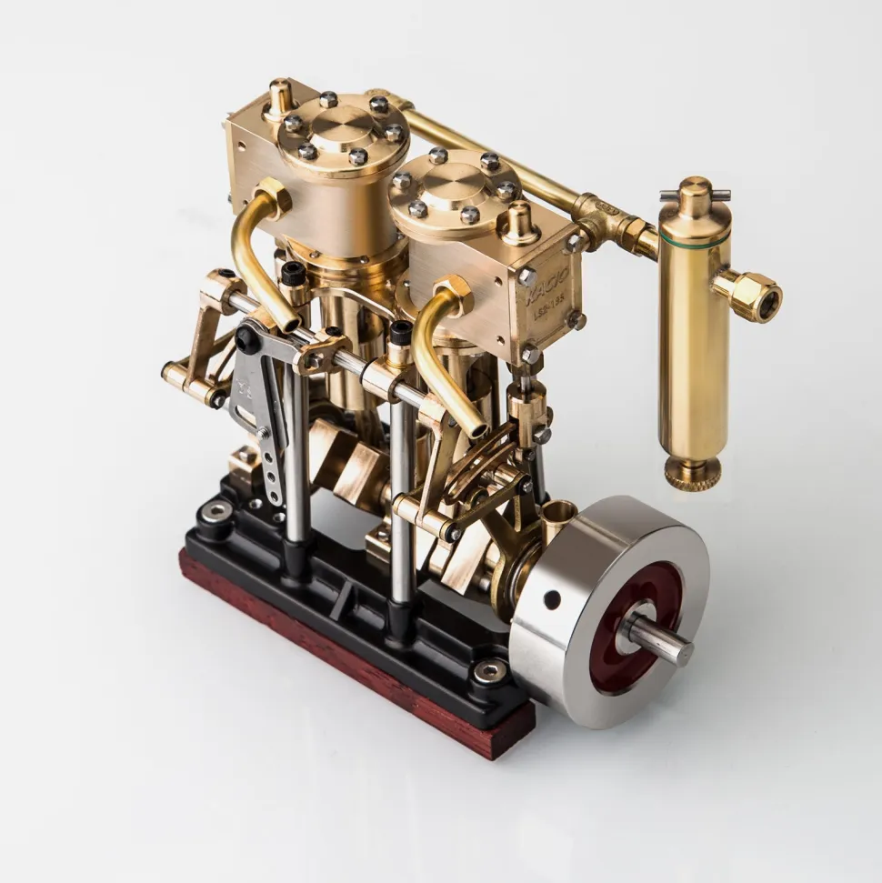 KACIO LS2-13S Vertical Steam Engine 2-cylinder Reciprocating Steam Engine with Oil Cup Reverse Rotation Steam Model Boat