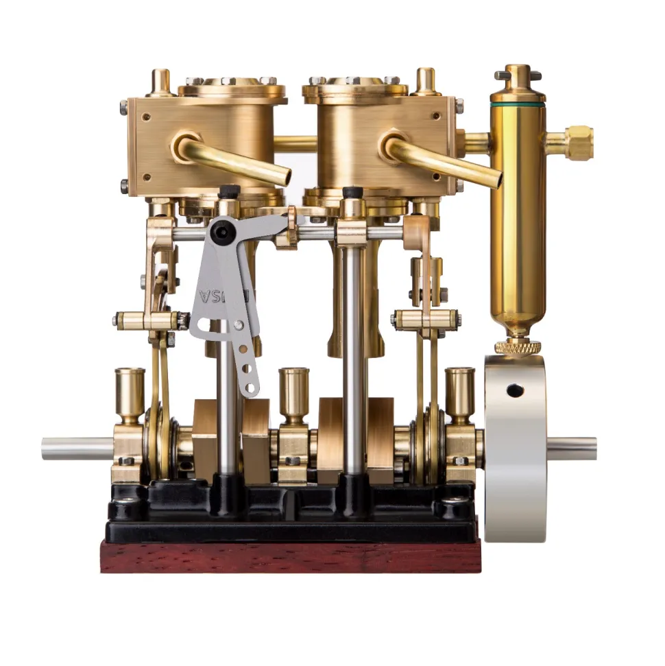KACIO LS2-13S Vertical Steam Engine 2-cylinder Reciprocating Steam Engine with Oil Cup Reverse Rotation Steam Model Boat