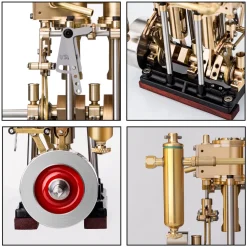 KACIO LS2-13S Vertical Steam Engine 2-cylinder Reciprocating Steam Engine with Oil Cup Reverse Rotation Steam Model Boat
