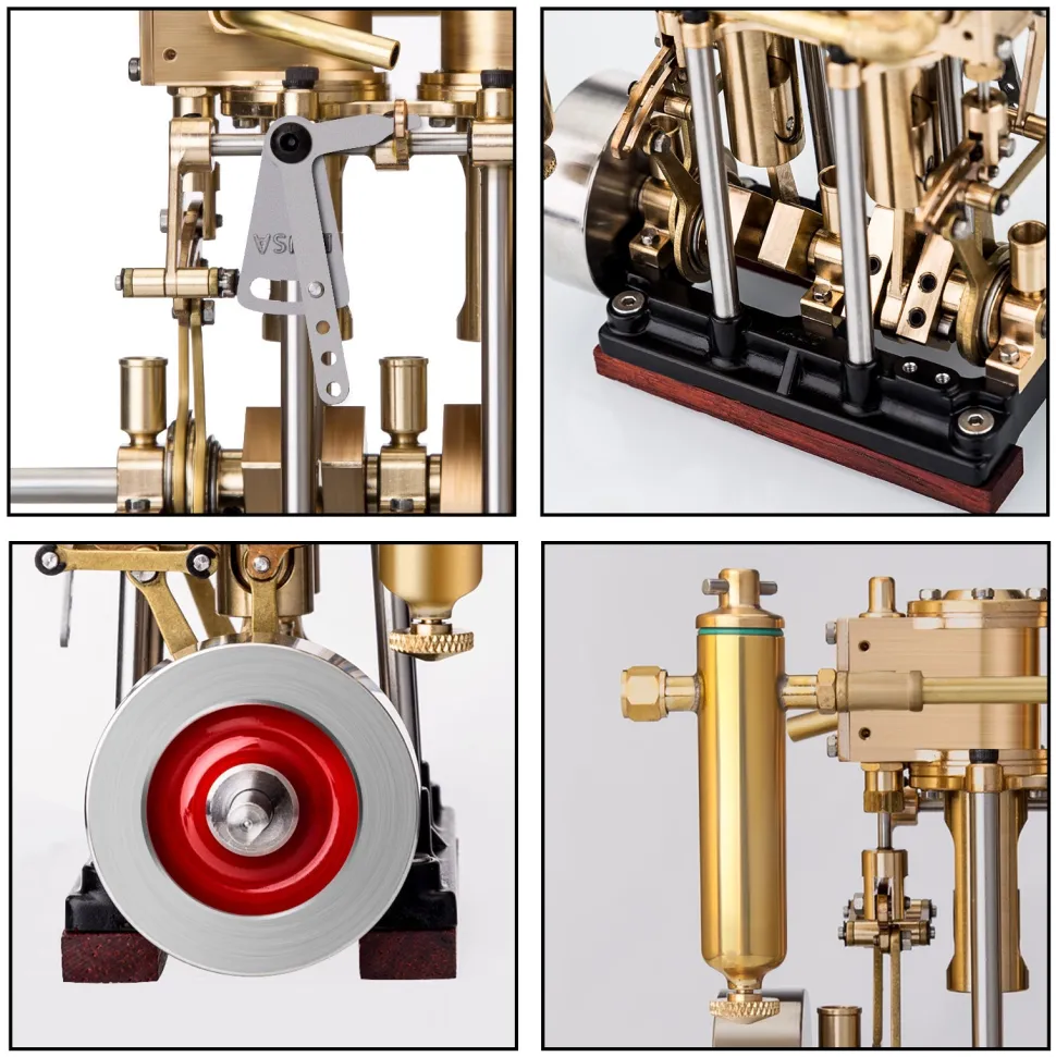 KACIO LS2-13S Vertical Steam Engine 2-cylinder Reciprocating Steam Engine with Oil Cup Reverse Rotation Steam Model Boat
