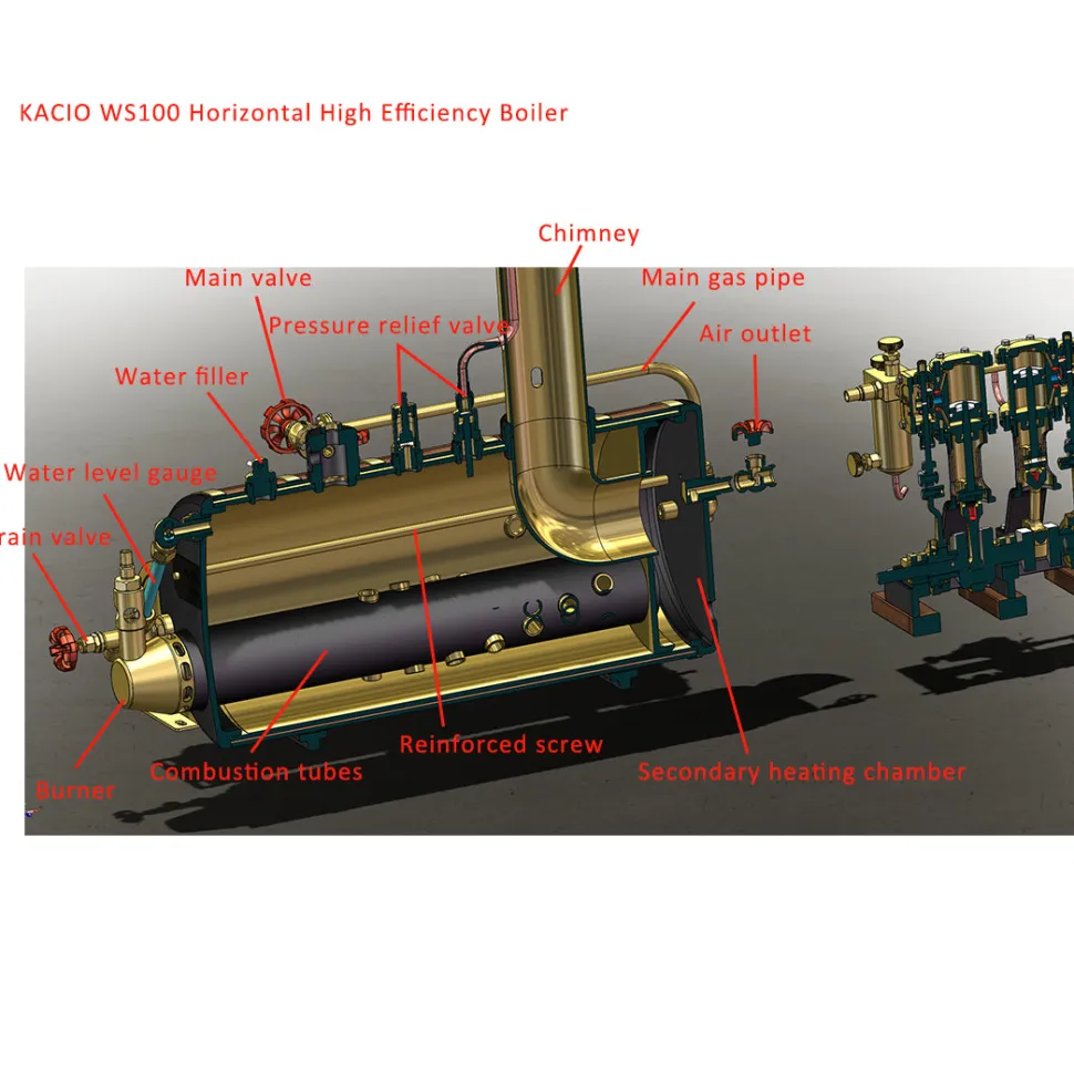 KACIO WS100L 850mL Horizontal Steam Boiler for Model Ship Steam Engine