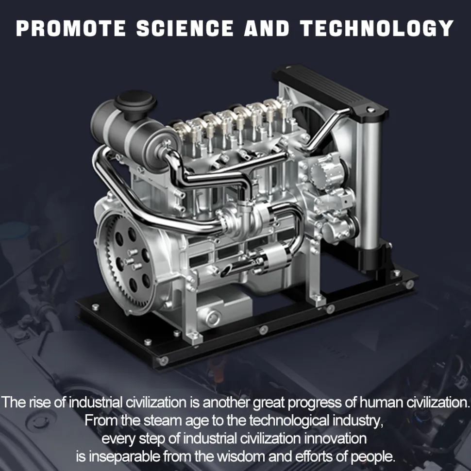 L4 Diesel Engine Model Kit that Works - Build Your Own Diesel Engine - TECHING 1: 10 Full Metal Mini L4 4 Cylinder Engine OHV Inline 4 Cylinder Engine Model Kit 300+PCS