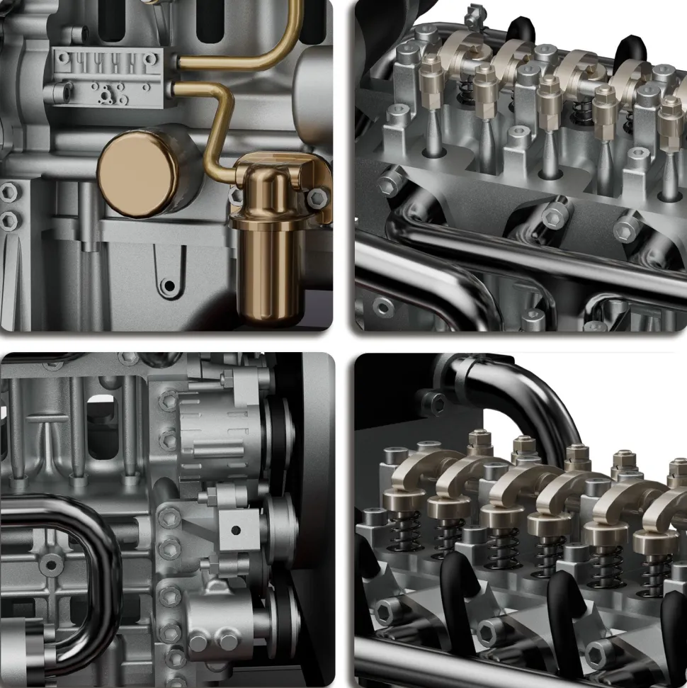 L4 Diesel Engine Model Kit that Works - Build Your Own Diesel Engine - TECHING 1: 10 Full Metal Mini L4 4 Cylinder Engine OHV Inline 4 Cylinder Engine Model Kit 300+PCS