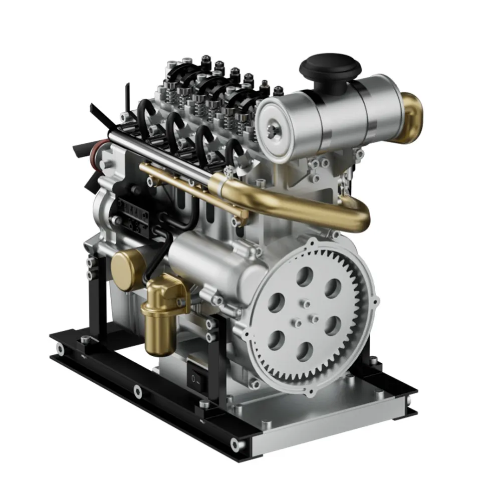 L4 Diesel Engine Model Kit that Works - Build Your Own Diesel Engine - TECHING 1: 10 Full Metal Mini L4 4 Cylinder Engine OHV Inline 4 Cylinder Engine Model Kit 300+PCS