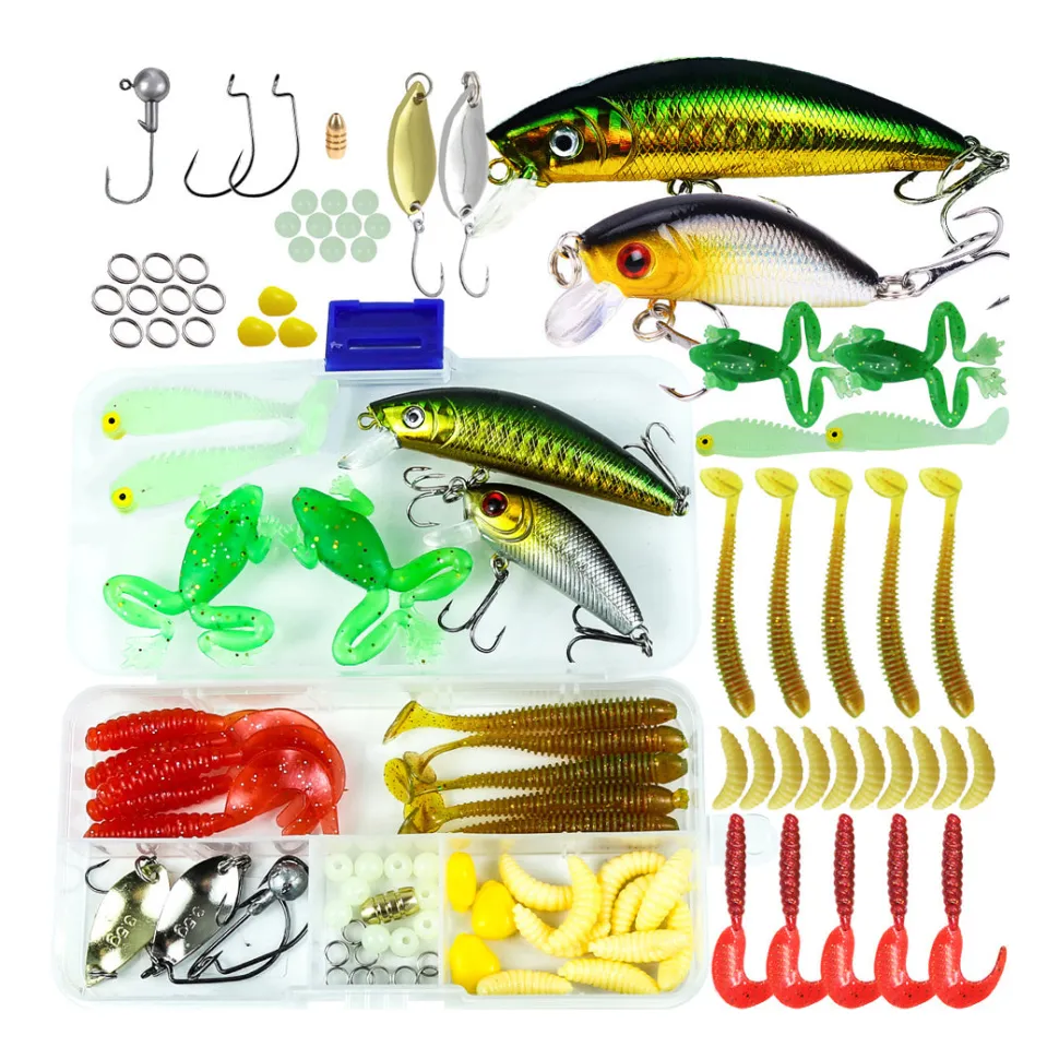Luminous Fishing Lure Set, Soft & Hard Bionic Lures - 56PCS