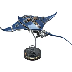Manta Ray Mechanical Marine Biological 3D Metal Assembly Model with Lights
