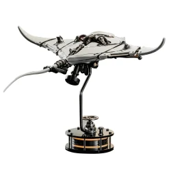 Manta Ray Mechanical Marine Biological 3D Metal Assembly Model with Lights