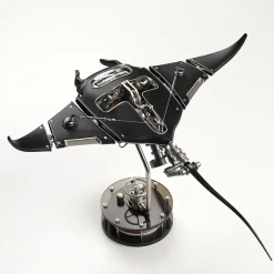 Manta Ray Mechanical Marine Biological 3D Metal Assembly Model with Lights