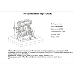 M30B 3.7CC Mini Retro Vertical Double-cylinder Reciprocating Double-acting Steam Engine Model Toys