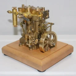 M30 3.7CC Mini Retro Vertical Double-cylinder Reciprocating Double-acting Steam Engine Model Toys with Speed Reducer