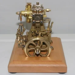 M30 3.7CC Mini Retro Vertical Double-cylinder Reciprocating Double-acting Steam Engine Model Toys with Speed Reducer