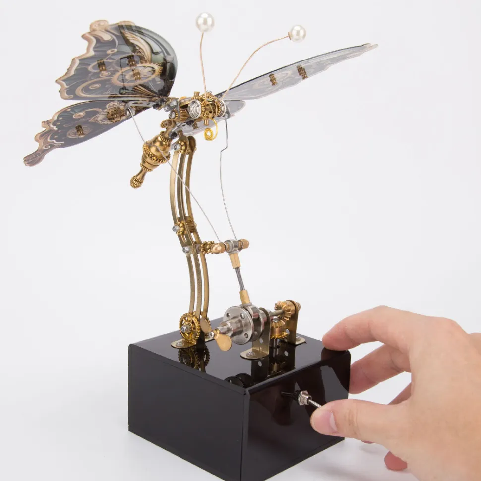 Mechanical 3D DIY Dynamic Butterfly Metal Model Building Kits with Music Box