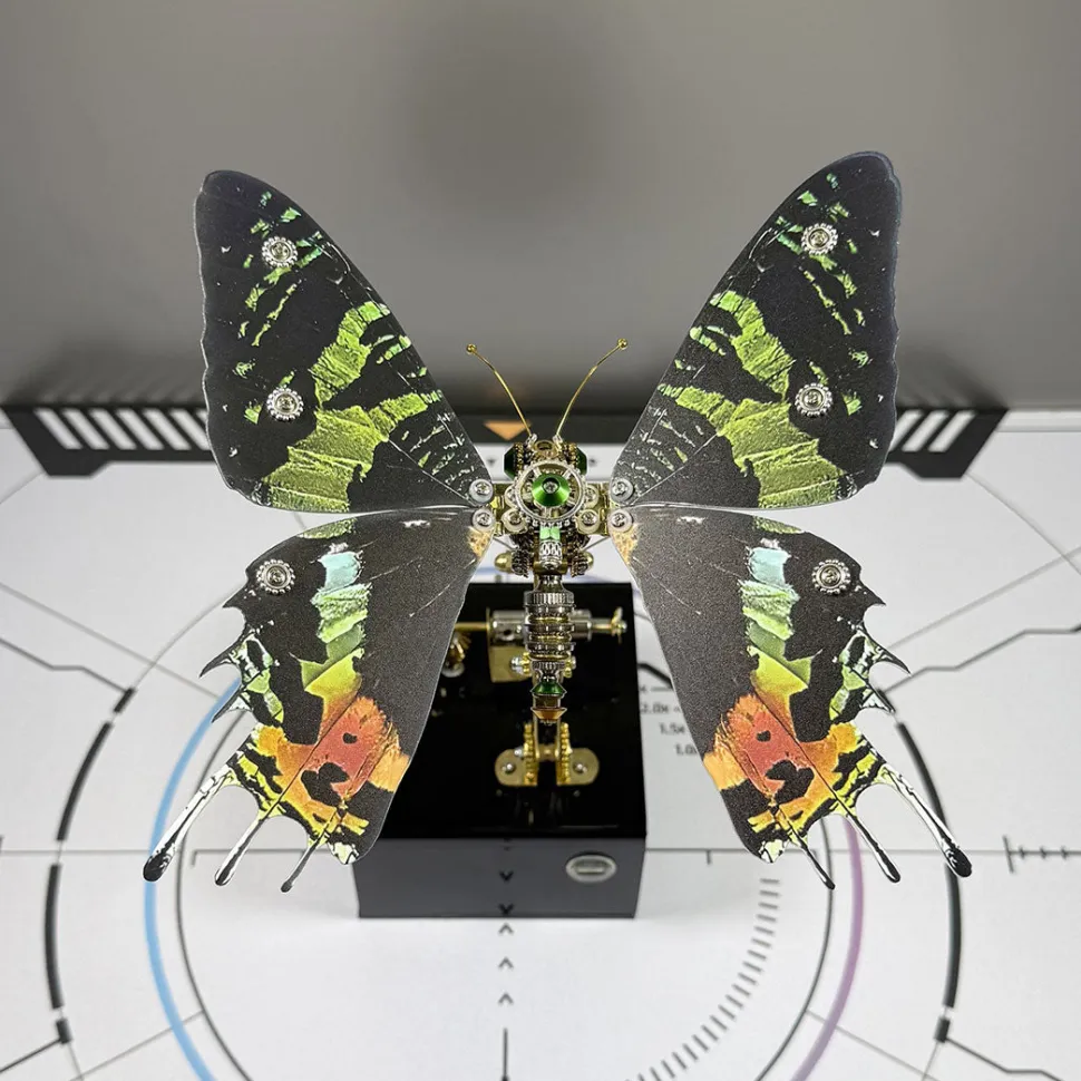 Mechanical 3D DIY Dynamic Butterfly Metal Model Building Kits with Music Box