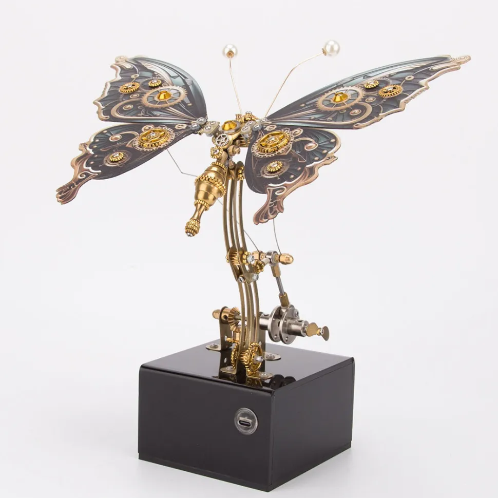 Mechanical 3D DIY Dynamic Butterfly Metal Model Building Kits with Music Box