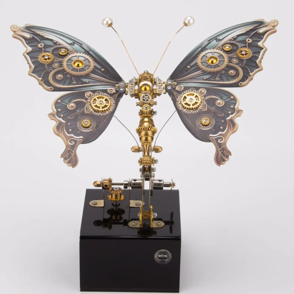 Mechanical 3D DIY Dynamic Butterfly Metal Model Building Kits with Music Box