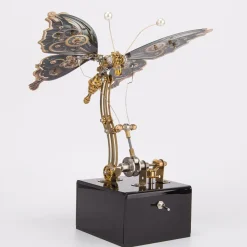 Mechanical 3D DIY Dynamic Butterfly Metal Model Building Kits with Music Box
