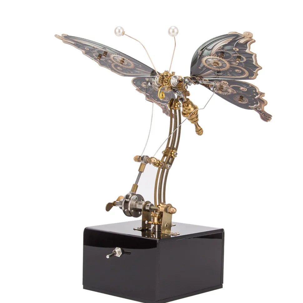 Mechanical 3D DIY Dynamic Butterfly Metal Model Building Kits with Music Box