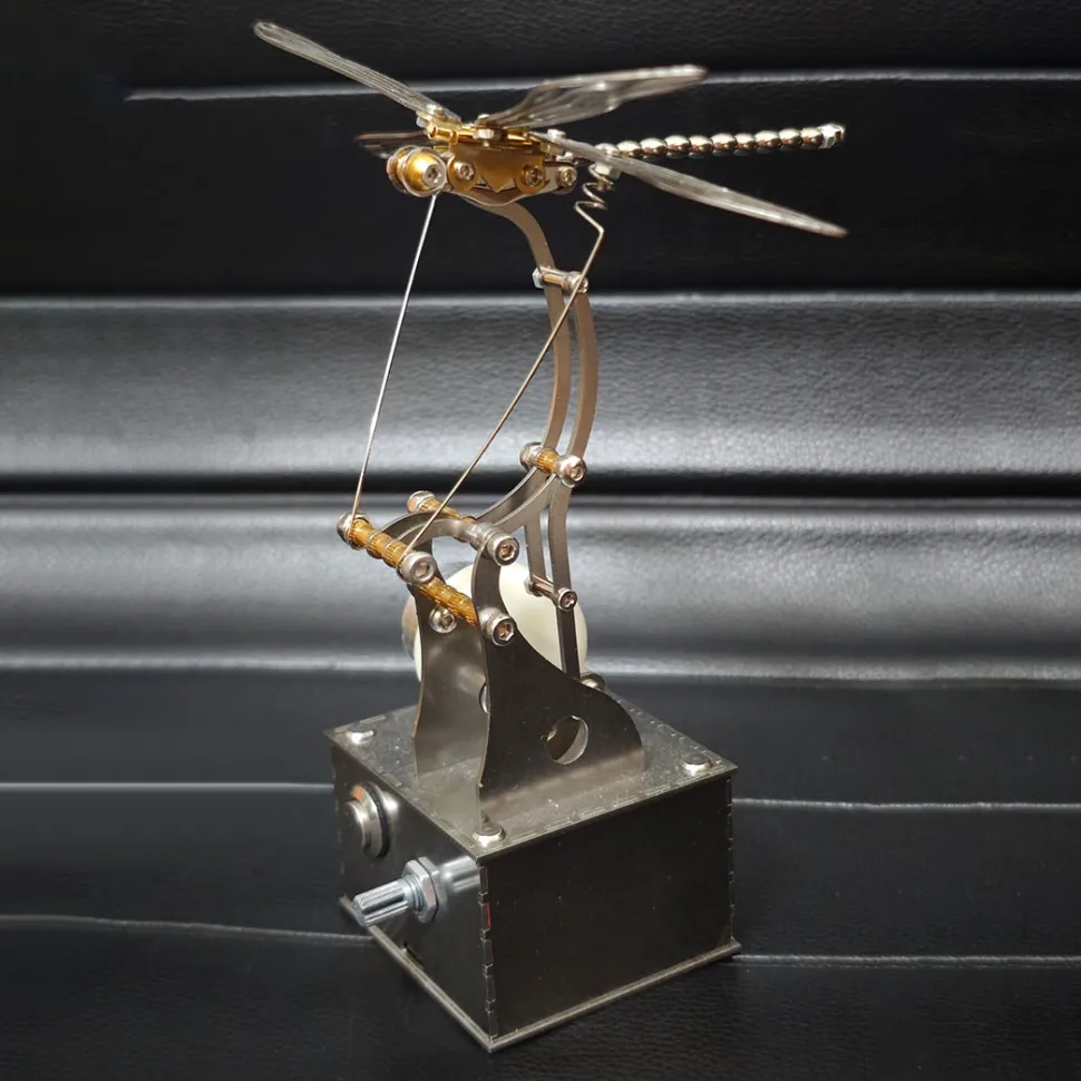 Mechanical 3D DIY Dynamic Dragonfly Metal Model Building Kit – Bionic Kinetic Art Sculpture(Finished Version)