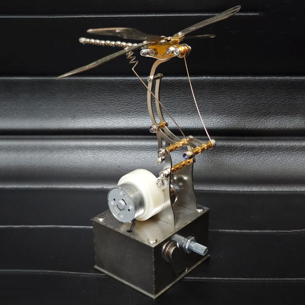 Mechanical 3D DIY Dynamic Dragonfly Metal Model Building Kit – Bionic Kinetic Art Sculpture(Finished Version)