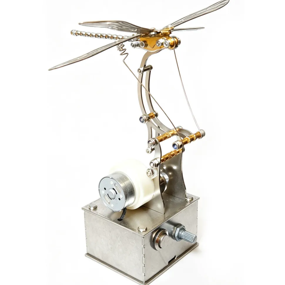 Mechanical 3D DIY Dynamic Dragonfly Metal Model Building Kit – Bionic Kinetic Art Sculpture(Finished Version)