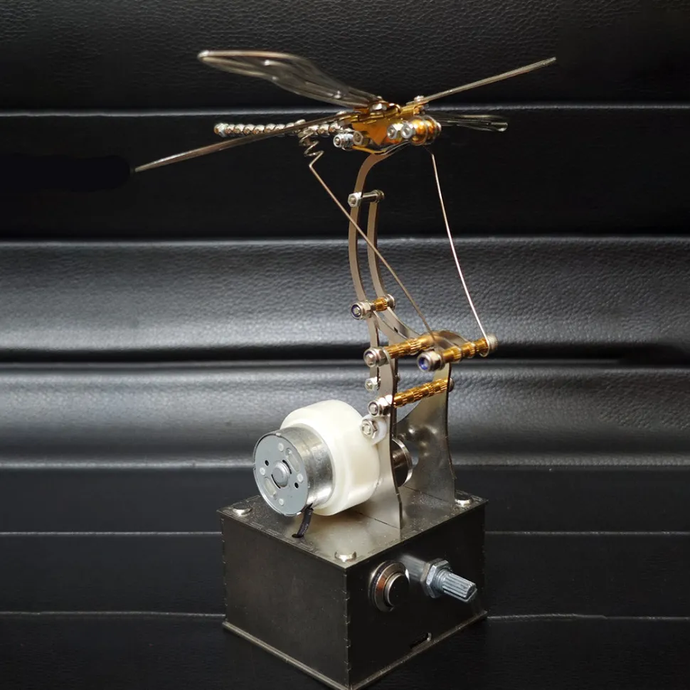 Mechanical 3D DIY Dynamic Dragonfly Metal Model Building Kit – Bionic Kinetic Art Sculpture(Finished Version)